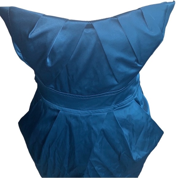 Teeze Me Blue Satin Strapless Cocktail Dress Size 7 - Picture 5 of 10